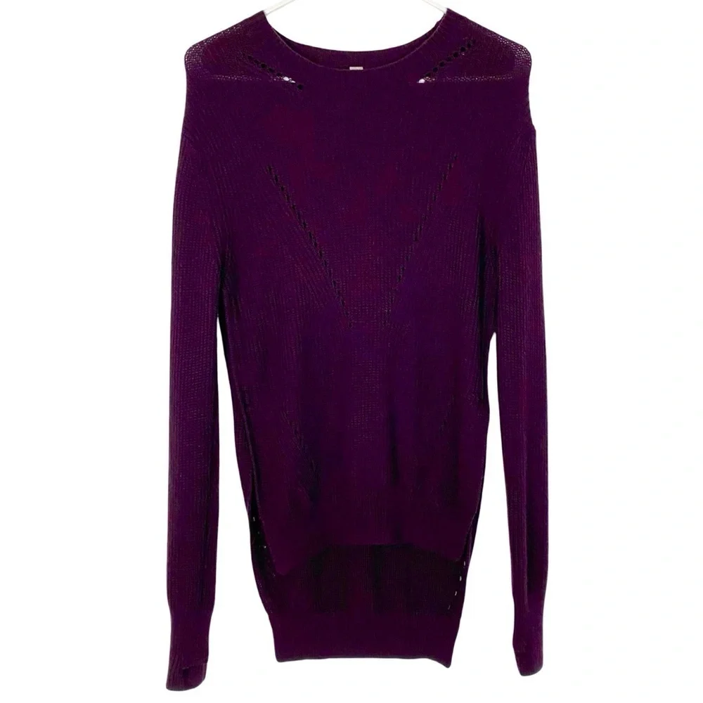 Lululemon Seva Sweater Womens Size XS 2 Burgundy Red Merino Wool Pullover Crew